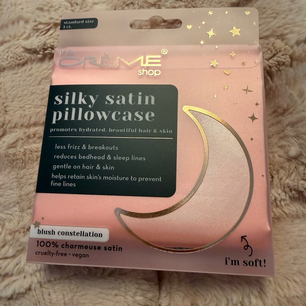 The Crème Shop Silky Satin Pillowcase - Blush Constellation